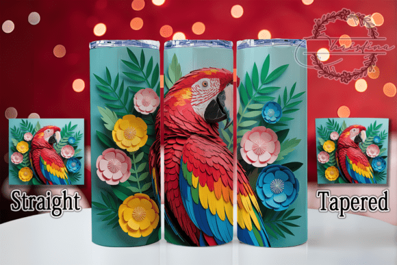 3D Floral Exotic Parrot Tumbler Design Evaluation