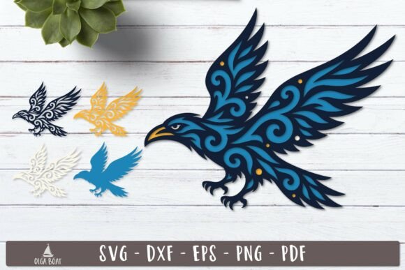 3D Flying Crow Layered SVG Tribal Raven – Creative Freedom for Crafters and Designers
