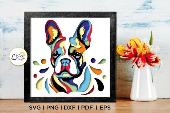 3D French Bulldog Shadow Box SVG: A Unique Design Asset