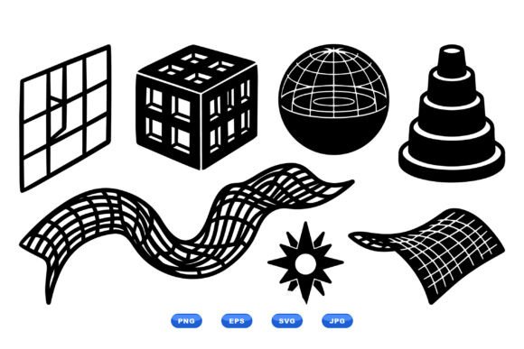 3D Geometric Grid Clipart for Design
