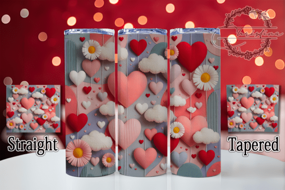 3D Heart Flower Tumbler Design Assets