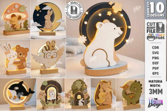 3D Kids Night Light Laser Cut Bundle