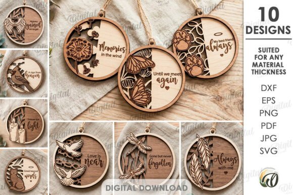 3D Memorial Ornaments Bundle Laser Cut: A Digital Design Solution for Personalized Decor