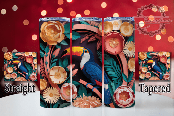 3D Paper Quilling Toucan Tumbler: Elevating Drinkware with Artistic Precision