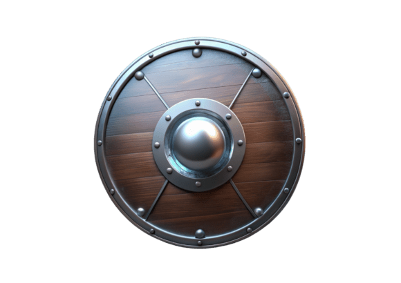 3D Render of a Round Shield Isolated PNG