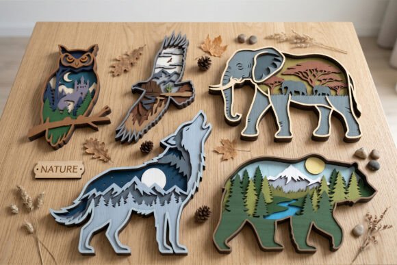 5 Layered Nature Animal 3D Mandala: A Unique Blend of Art and Wilderness for Home Decor