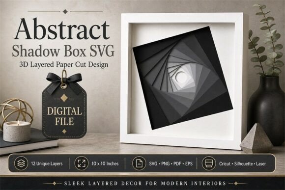 Abstract Shadow Box Spiral Vector Design: A Modern Touch for Interior Decor