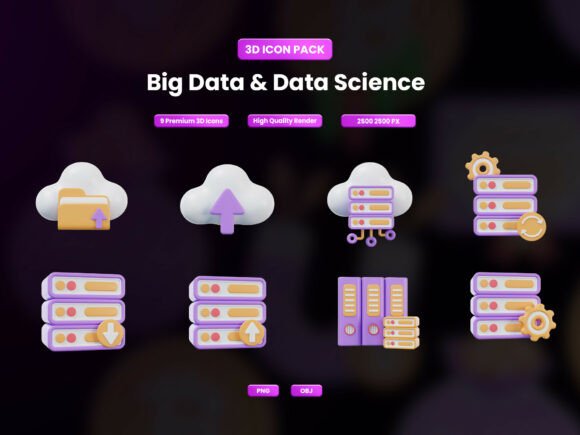 Big Data Data Science 3D Icon Pack