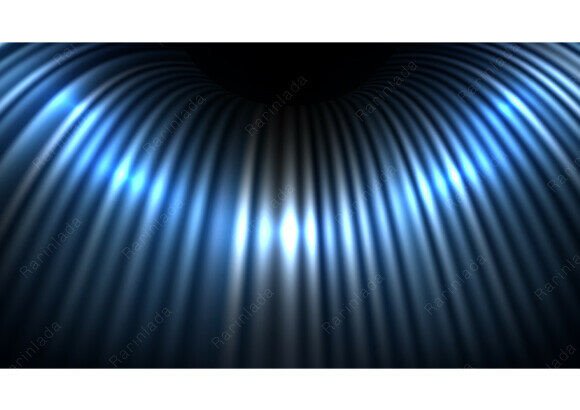 Blue Neon Light on 3D Metallic Curved: Integrating Dynamic Visual Assets into Modern Design Workflows