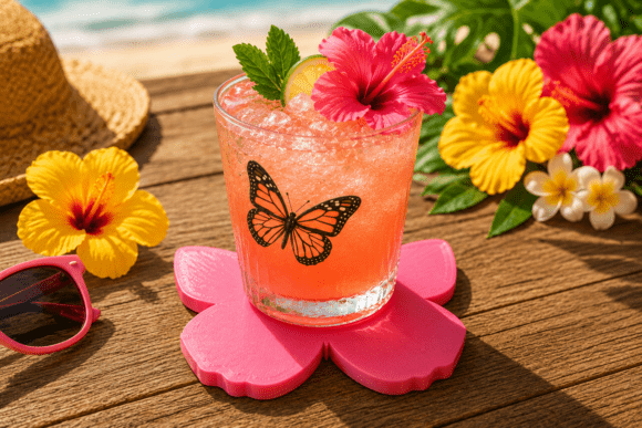 Butterfly Coaster STL for 3D Print β Add Summer Vibes to Your Space
