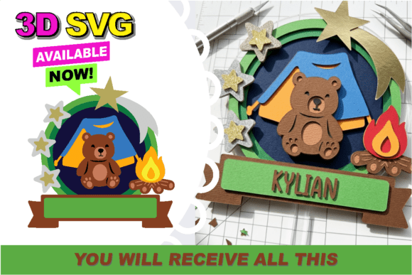 Cute Bear Camping 3D Shaker SVG: A Versatile Design for Celebratory Crafts