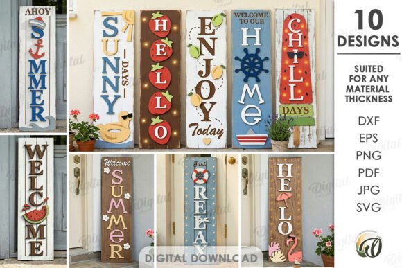 Elevating Creativity with the 3D Vertical Summer Signs Bundle Lasercut