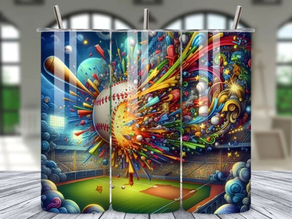 Elevating Custom Drinkware with the 3D Baseball Colorful Splash Tumbler Wrap