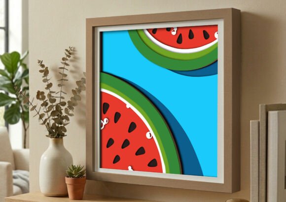 Fresh Watermelon Summer 3D Shadow Box: A Slice of Summer Crafted in Paper