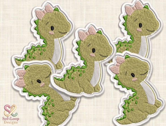 GIRL DINOSAUR Patch Embroidery Design: Roar-Some & Sweet