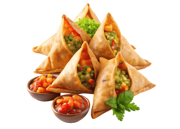 Golden Fried Samosas 3D Rendering PNG – A Versatile Design Asset