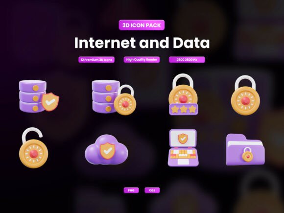 Internet Data 3D Icon: Modern Digital Assets