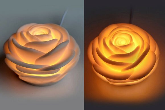 Rosa Flower LED Night Light 3D Print – A Romantic Touch for Modern Interiors