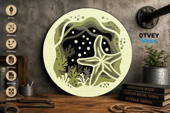 Star Fish Sea Animals Mandala 3D Layered: A Versatile Design for Creative and Commercial Use