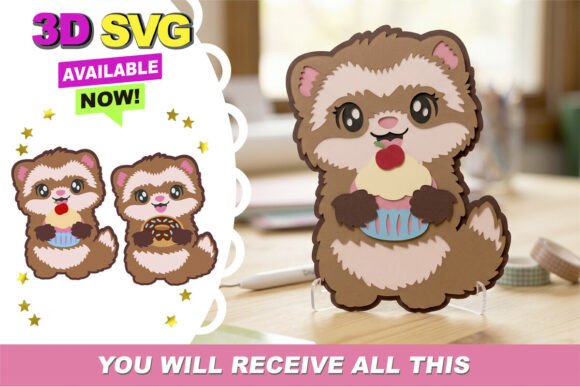 Unboxing the Sweetness: Exploring Kawaii Ferret Treats 3D SVG and Sweetest Bandit Kawaii Ferret Treats Multi-Layered 3D SVG