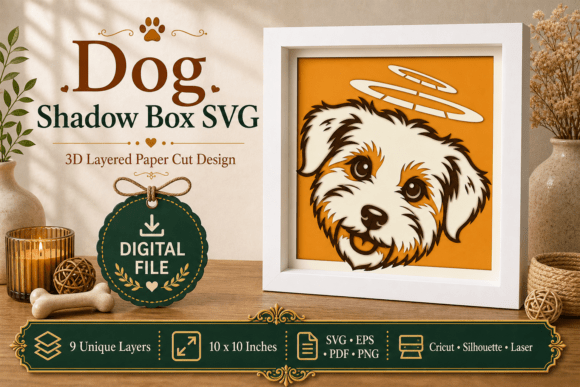 Vector Art Dog Shadow Box Frame Design: A Heartfelt Tribute to Man's Best Friend